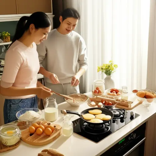 我们周末喜欢做煎饼当早餐。