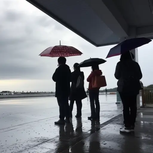 雨停了（我们）才会离开。