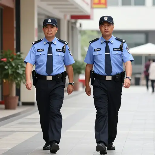 几分钟后，两名保安出现了。