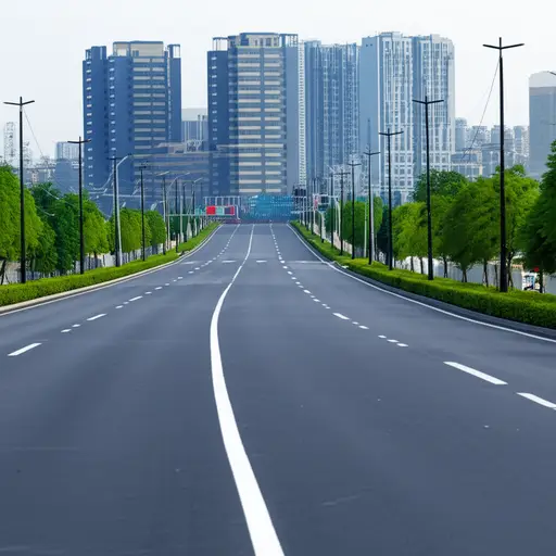 就在城镇之后，在主路上。