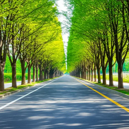 道路的两旁都有树。