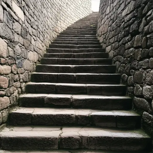 在这些陡峭的楼梯上要小心。