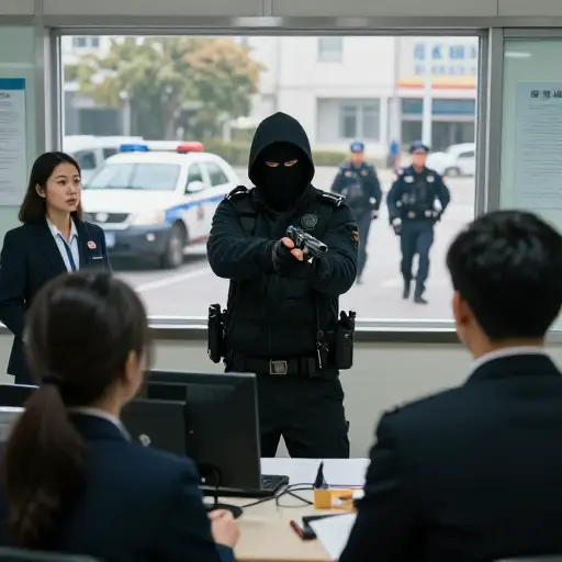 我们被银行抢劫犯劫持为人质，但警察来了并释放了我们。