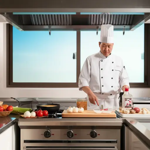 那位厨师每天清晨就开始准备早餐。