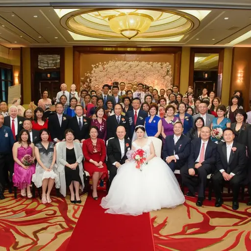 她所有的近亲/远亲都来参加了婚礼。