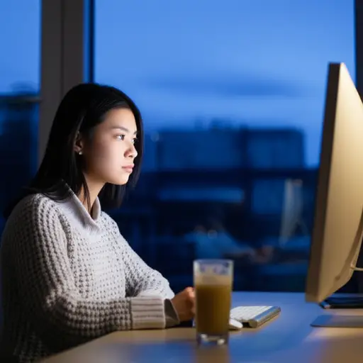 她喜欢连续上网好几个小时。