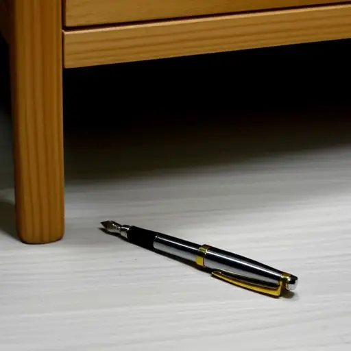 我的笔滚到桌子下面去了。