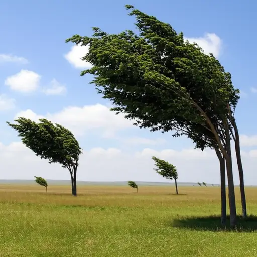 风从北方吹来。