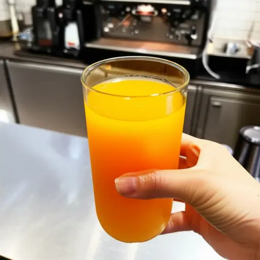 请给我一杯大杯的橙汁。