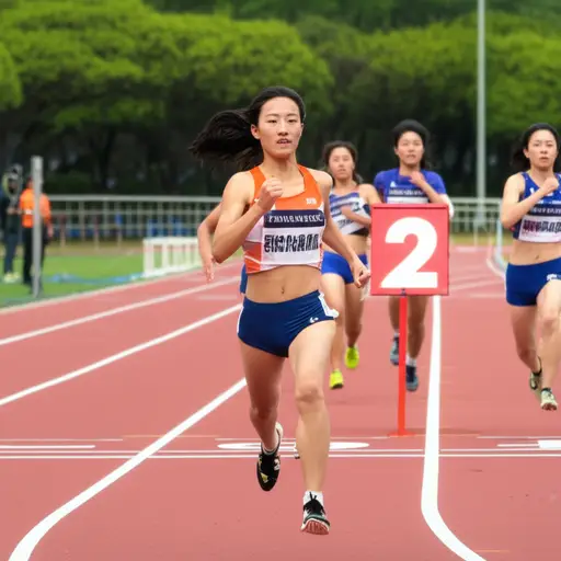 她跑得很快，得了第二名。