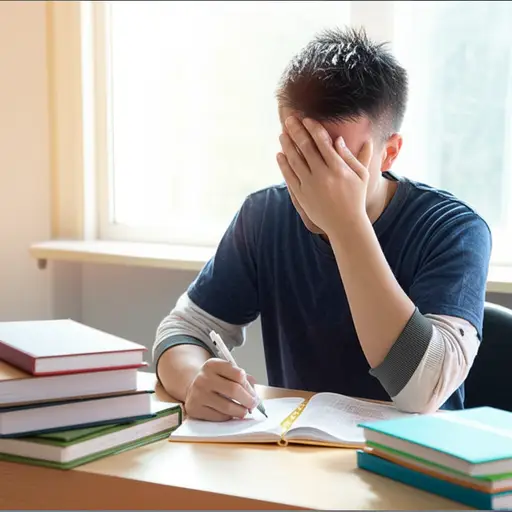 他熬夜准备考试后，第二天出现了黑眼圈。