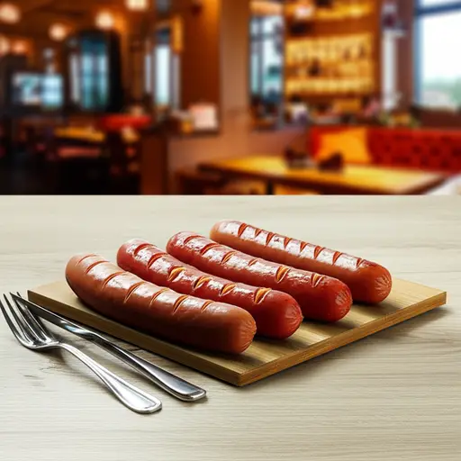 我们晚餐吃了烤香肠。