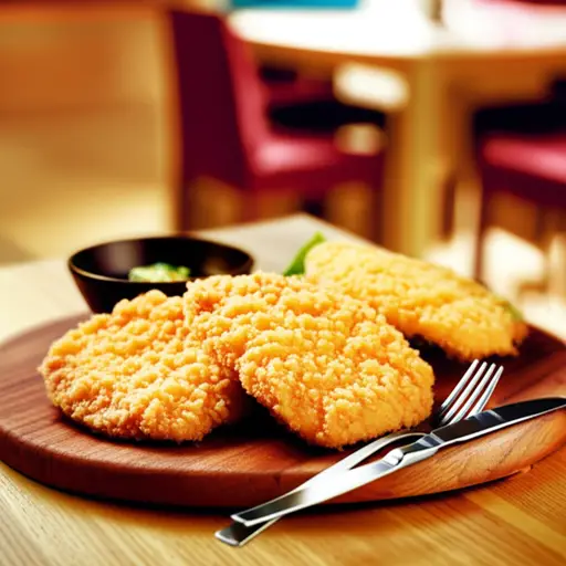 我们在餐厅点了一些美味的猪排。