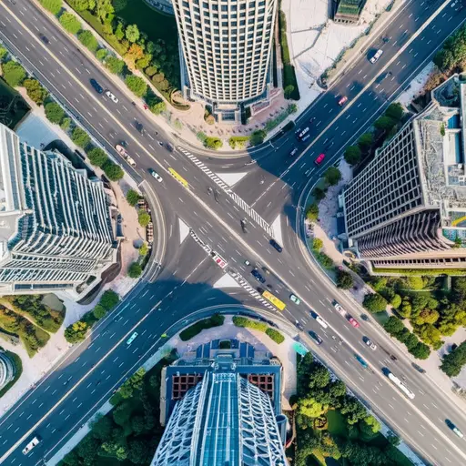 两条主要道路在市中心附近汇合。