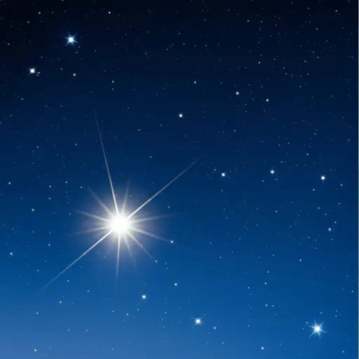 看，天上有一颗很亮的星星。