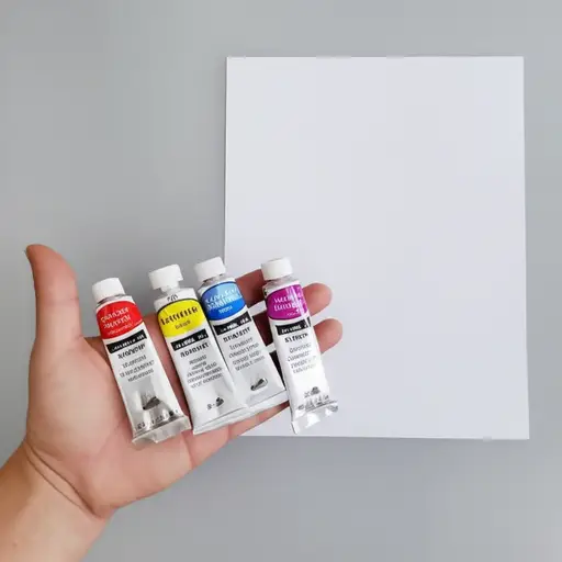 我们必须带颜料和一张纸。