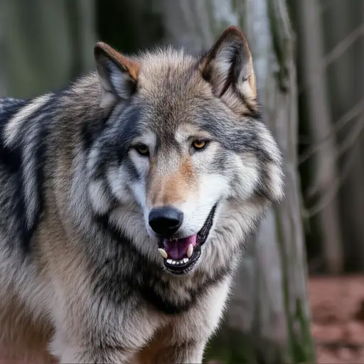 狼露出了它锋利的牙齿。