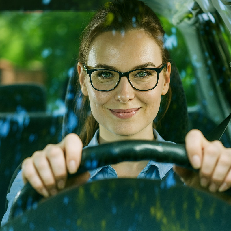 我有近视，所以我需要戴眼镜开车或看电影。