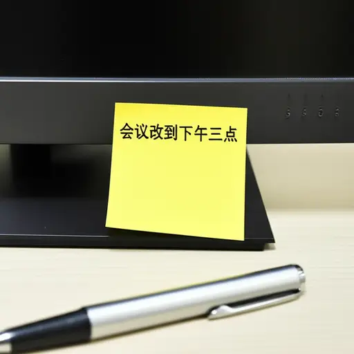 我给他留了一张便条，告诉他会议改到下午三点。