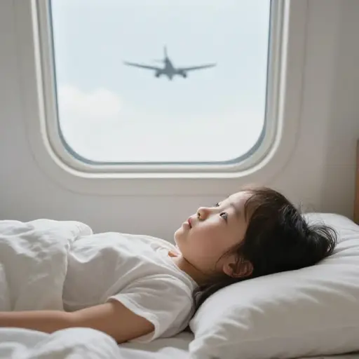 飞机飞过后，我女儿又完全清醒了。
