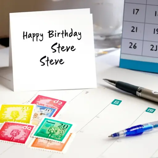 我应该在星期四给史蒂夫寄一张生日贺卡。