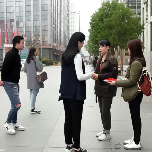 他们站在街角分发传单。