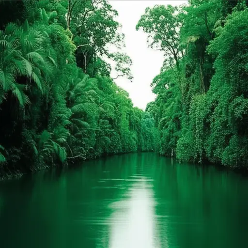 河的两边是茂密、难以穿越的丛林。