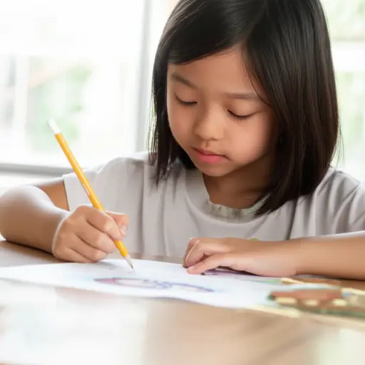 我妹妹正在学习写字。