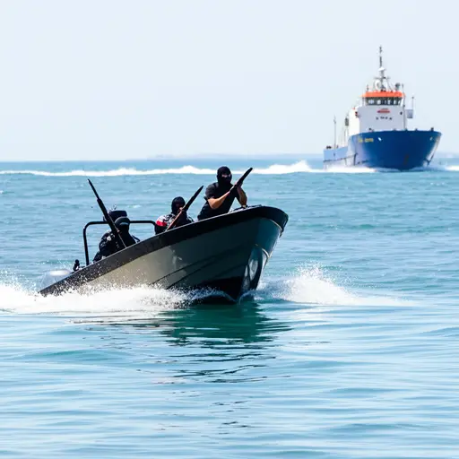 现代海盗可能使用快艇在海岸附近劫持船只。