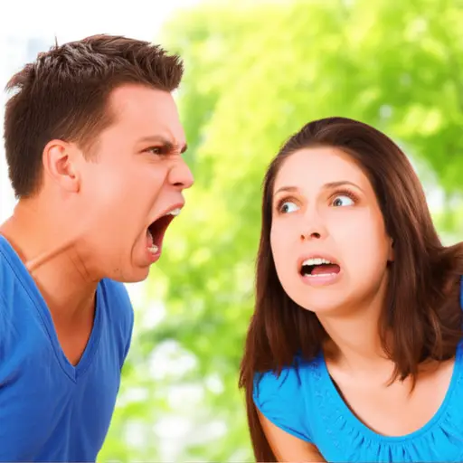 我生气时朝他大喊。