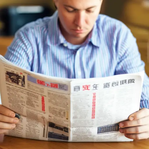 他在报纸的体育版块寻找最新的比分。