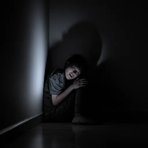 在黑暗中，我什么也分辨不出来，吓得要死。