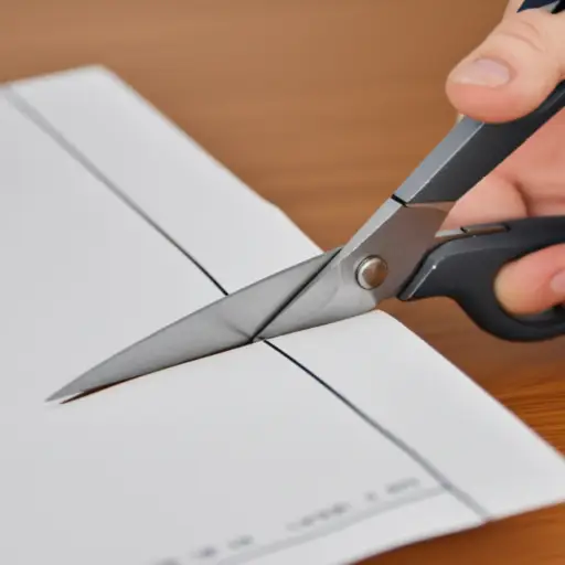 他沿着这条线剪开了纸。