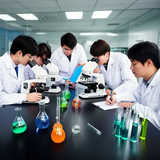 学生们正在科学实验室里工作。