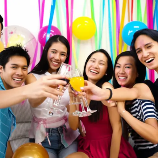 我们在派对上喝了酒，玩得很开心。