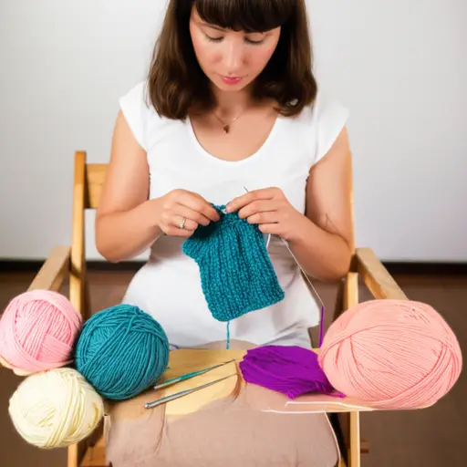 她忙著織嬰兒衣服。