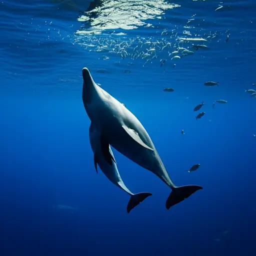 海豚经常潜入深海寻找食物。