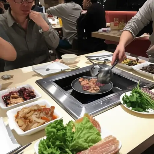 在这家餐厅，你可以在平底锅里自己烹饪食物。