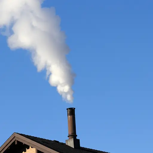 烟从烟囱中升起。