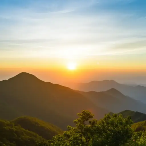 太阳从山上升起。