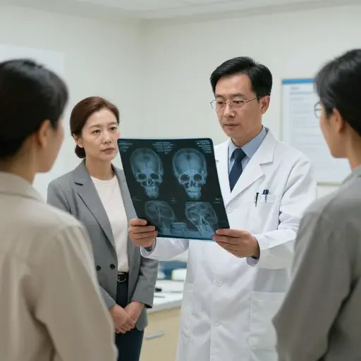 医生向我们展示了那块破裂头骨的X光片。