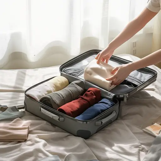 我明天早上会打包行李。