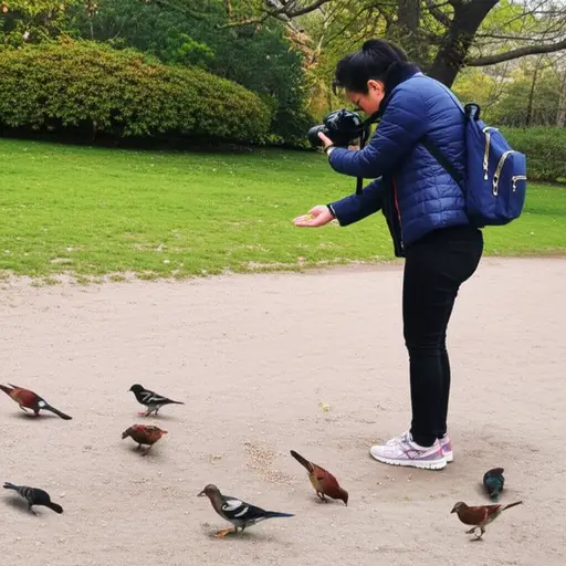 有时我给它们拍照，然后喂这些鸟。