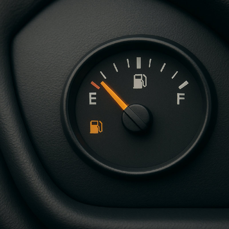 车子快没油了，我们得去加油。