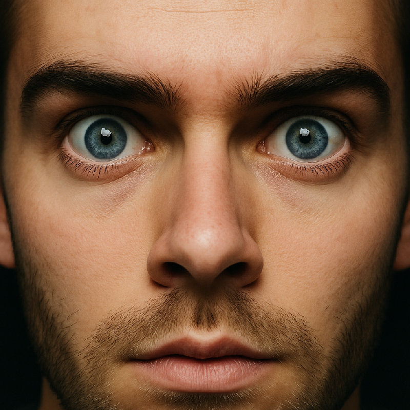 他瞪大眼睛盯着看，说不出话来。