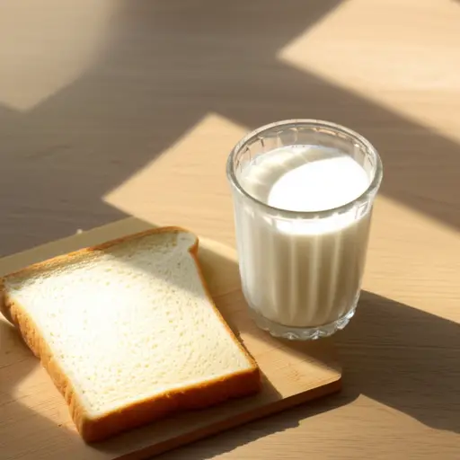 我早餐吃了一片面包。