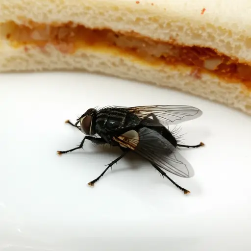 一只苍蝇落在了我的三明治上。