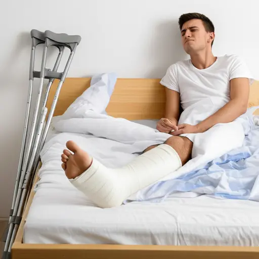 我脚踝骨折了，需要卧床休息。