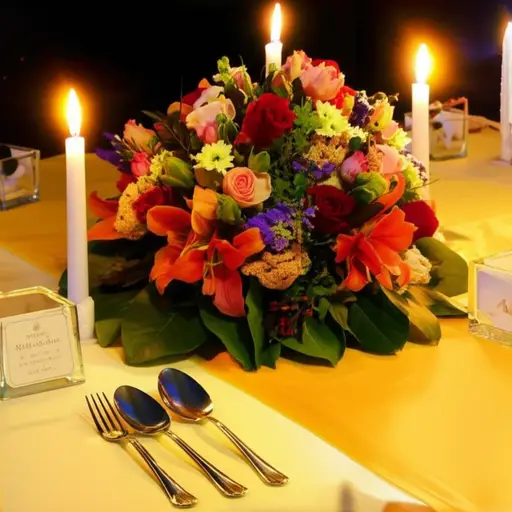 在她来我家之前，我完美地准备了一切，用银勺子、花和蜡烛摆桌子。