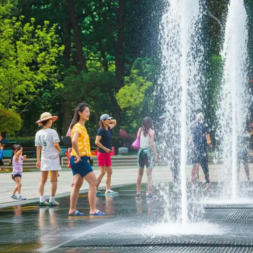 夏天时，许多人喜欢喷泉，因为它们使空气变凉爽。